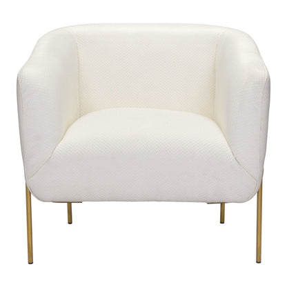 31" Ivory And Gold Fabric Arm Chair