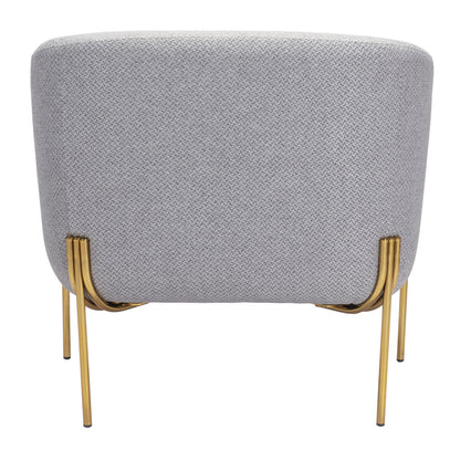 31" Gray And Gold Fabric Arm Chair