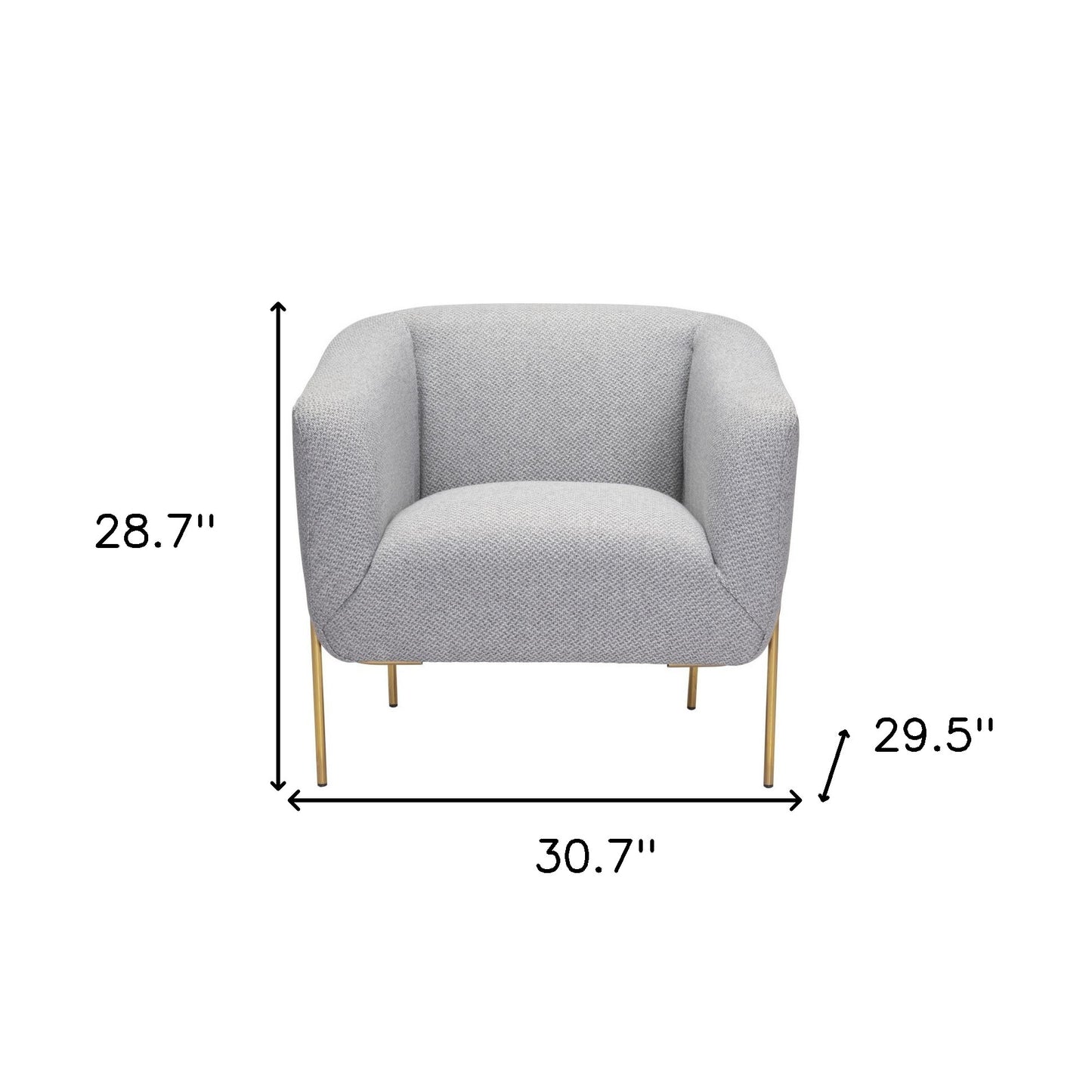 31" Gray And Gold Fabric Arm Chair