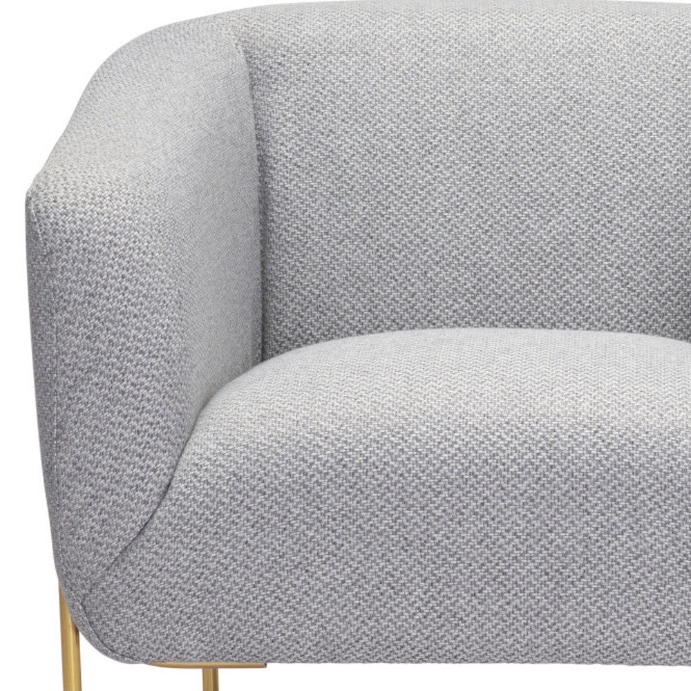 31" Gray And Gold Fabric Arm Chair