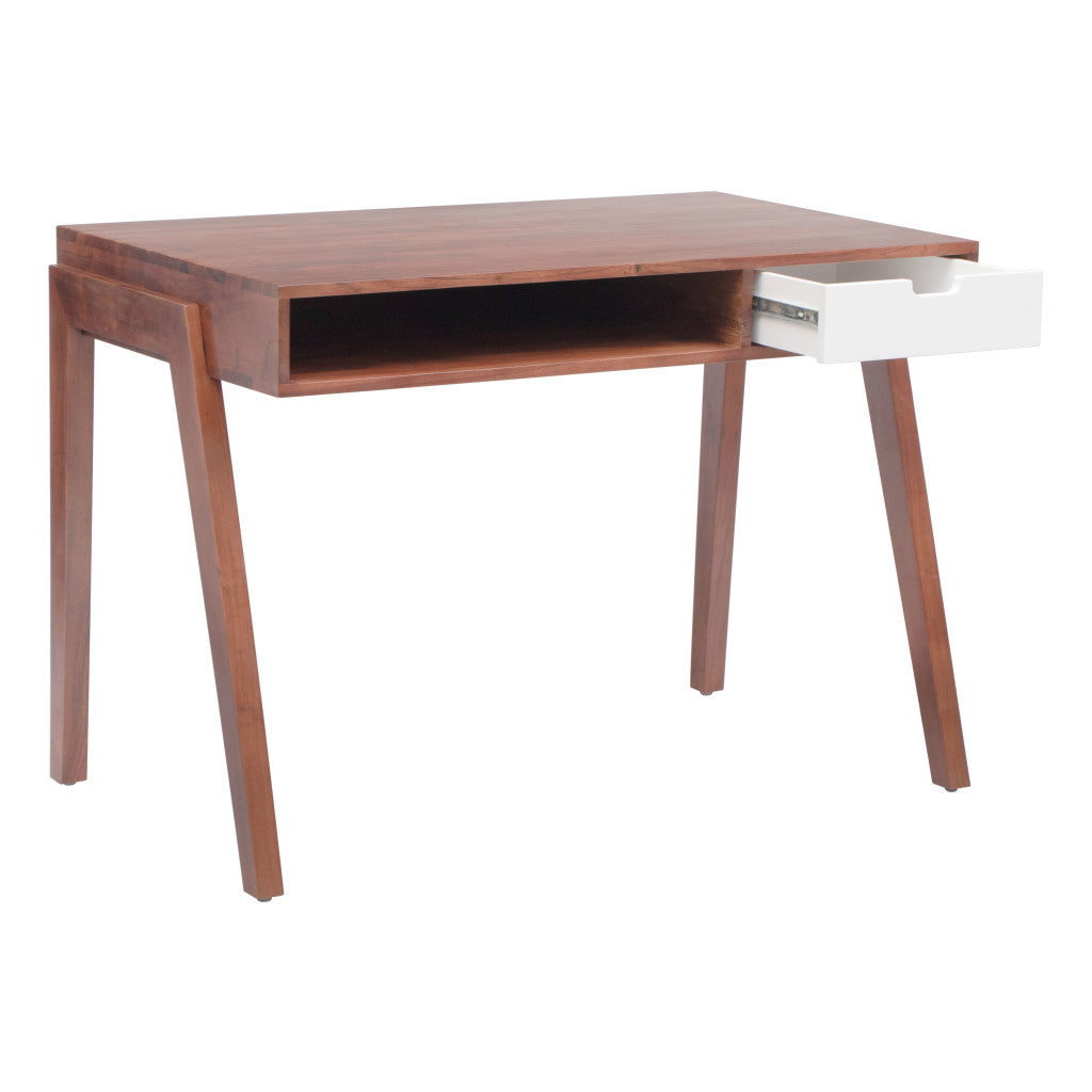 46" Brown Solid Wood Writing Desk