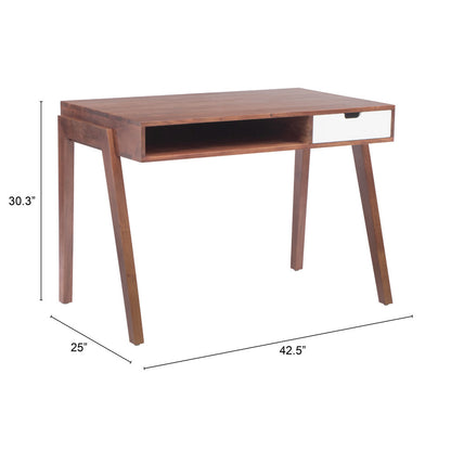 46" Brown Solid Wood Writing Desk