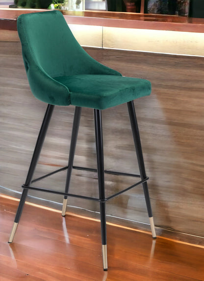 30" Green And Black Steel Low Back Bar Height Bar Chair