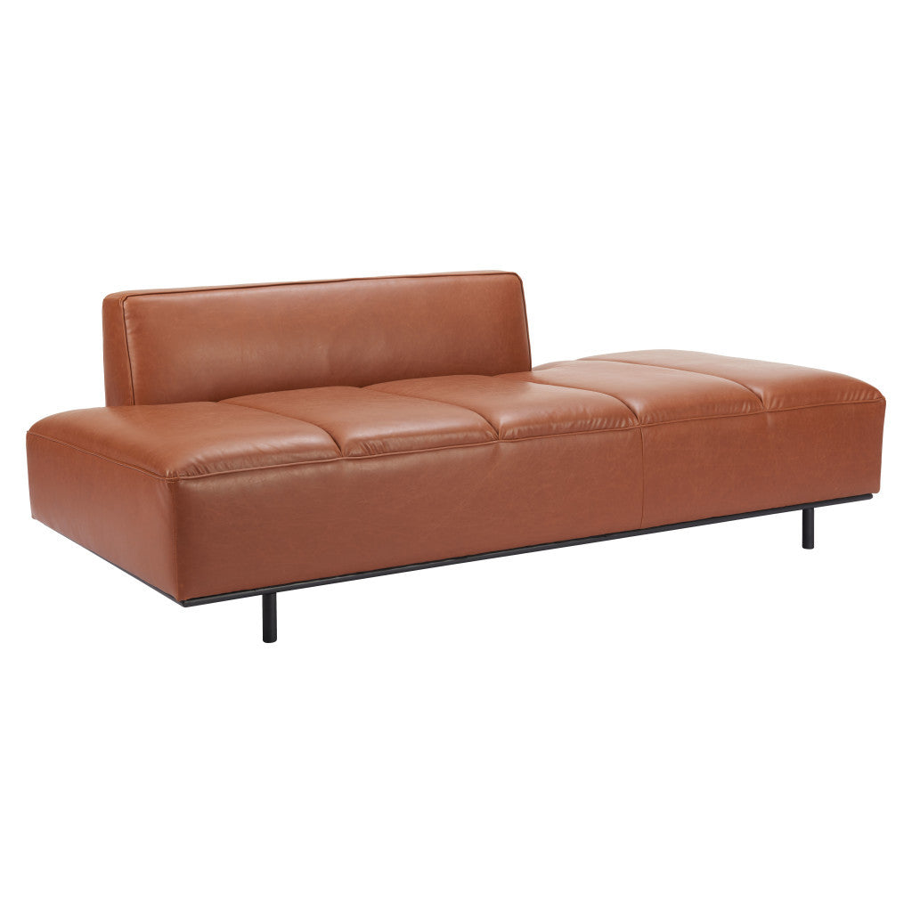 79" Brown Faux Leather Sofa With Black Legs