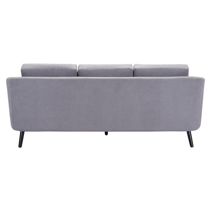 79" Gray Polyester Sofa With Black Legs