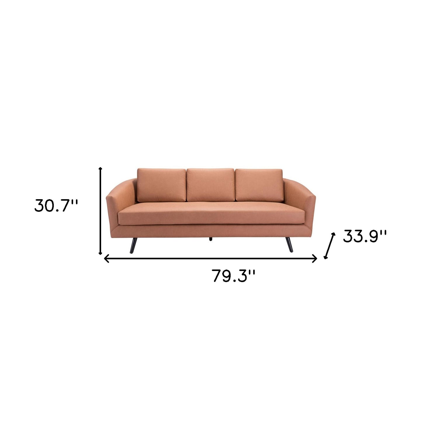 79" Brown Faux Leather Sofa With Black Legs