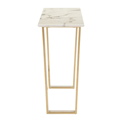 Designer's Choice White Faux Marble and Gold Console Table