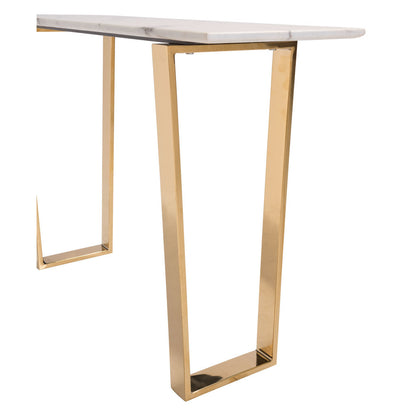 Designer's Choice White Faux Marble and Gold Console Table