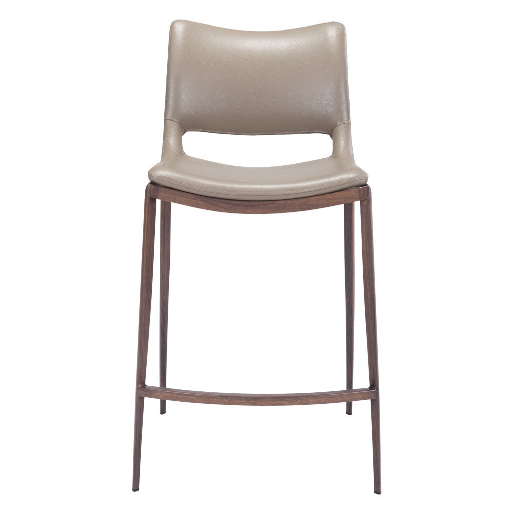 Set of Two " Gray And Brown Steel Low Back Bar Chairs