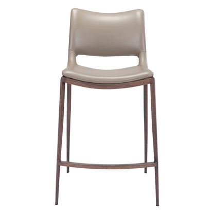 Set of Two " Gray And Brown Steel Low Back Bar Chairs