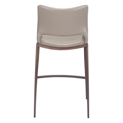 Set of Two " Gray And Brown Steel Low Back Bar Chairs