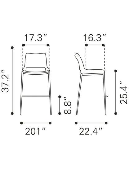 Set of Two " Gray And Brown Steel Low Back Bar Chairs