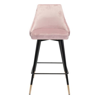 26" Pink And Black Steel Low Back Counter Height Bar Chair