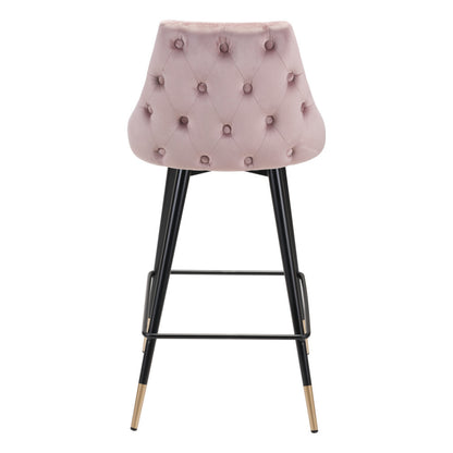 26" Pink And Black Steel Low Back Counter Height Bar Chair