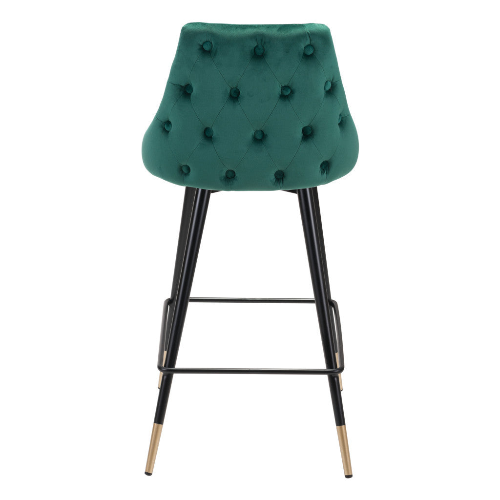 26" Green And Black Steel Low Back Counter Height Bar Chair