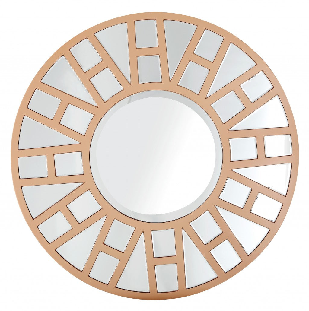 32" Gold Round Metal Framed Accent Mirror