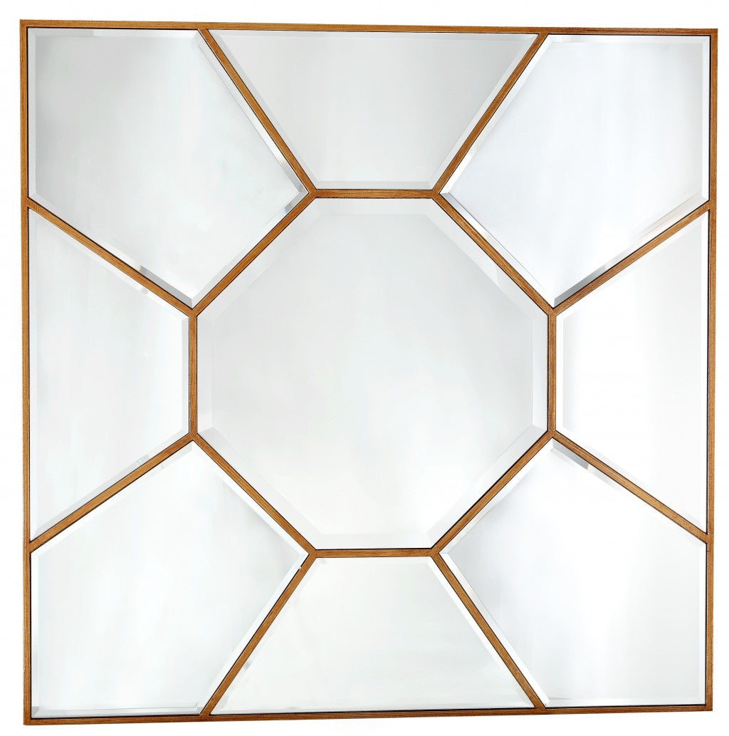 35" Gold Square Metal Framed Accent Mirror