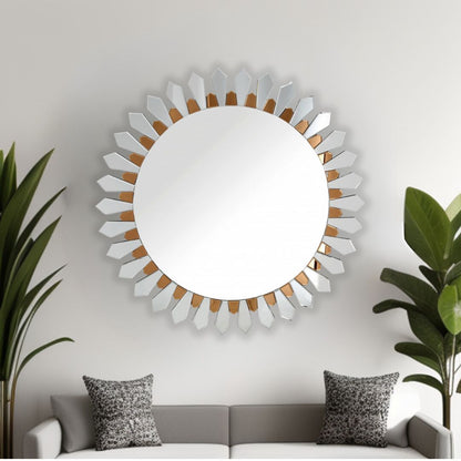 43" Gold Round Glass Framed Accent Mirror