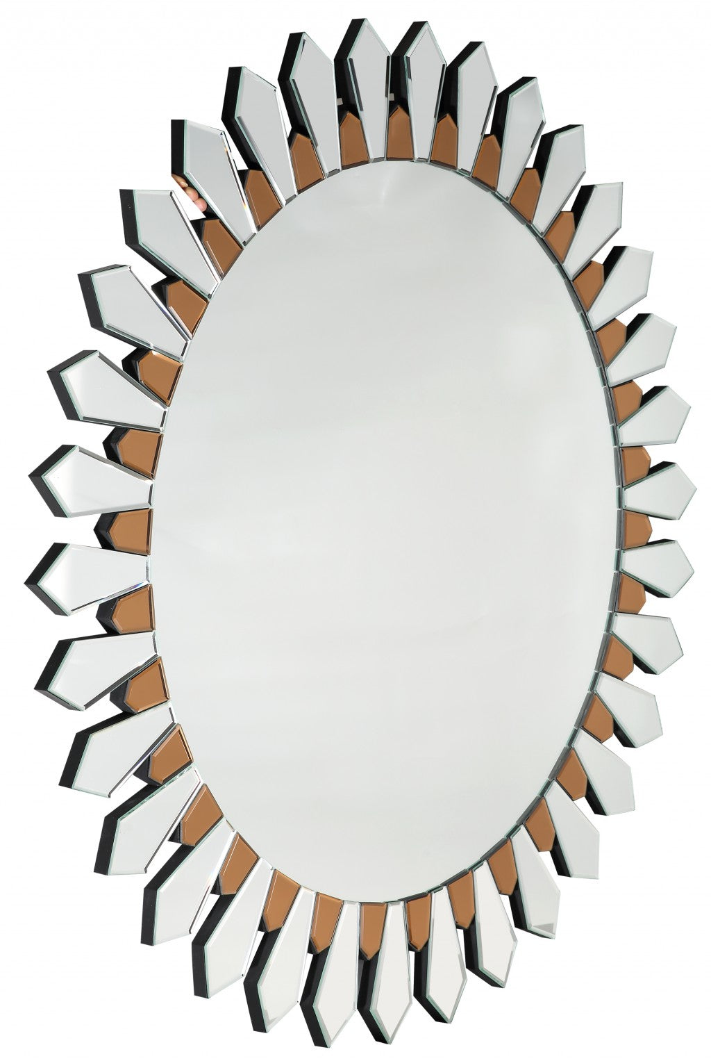 43" Gold Round Glass Framed Accent Mirror