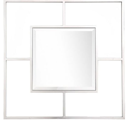 32" Silver Square Metal Framed Accent Mirror