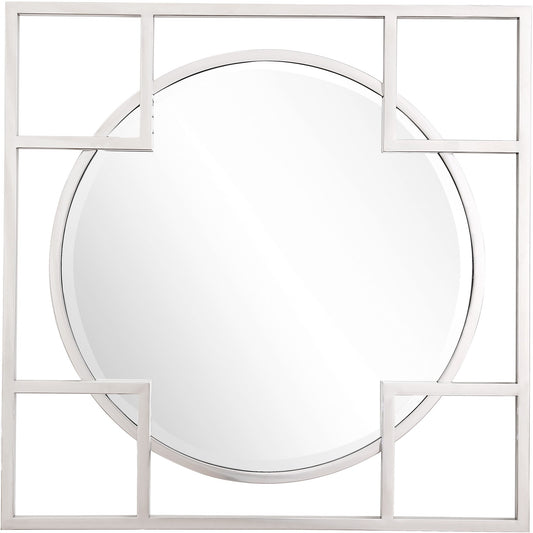 33" Silver Square Metal Framed Accent Mirror