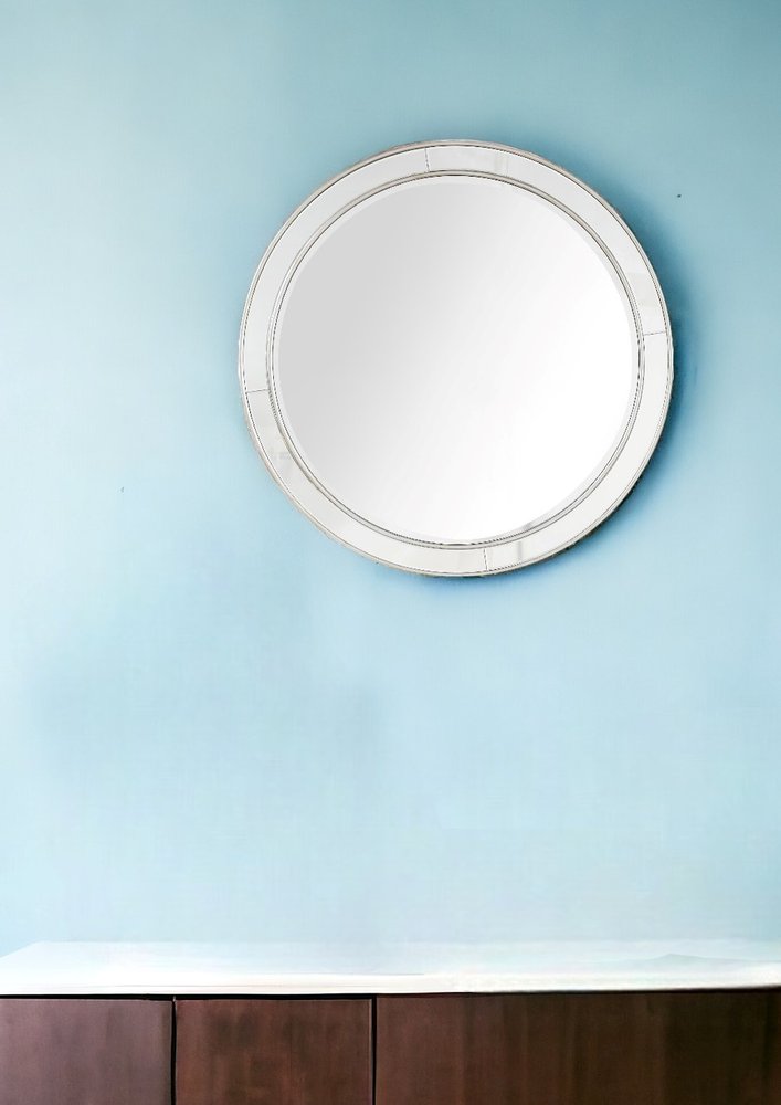 36" Silver Round Framed Accent Mirror