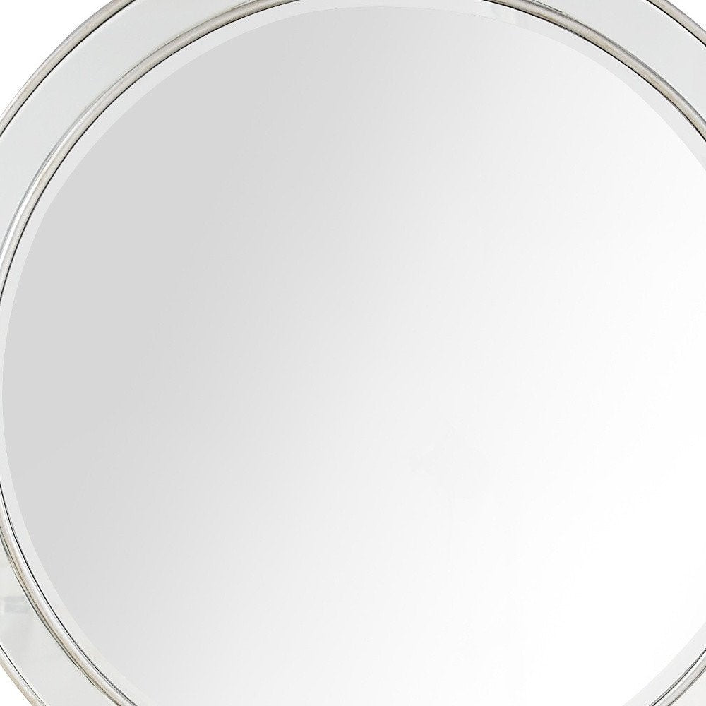 36" Silver Round Framed Accent Mirror