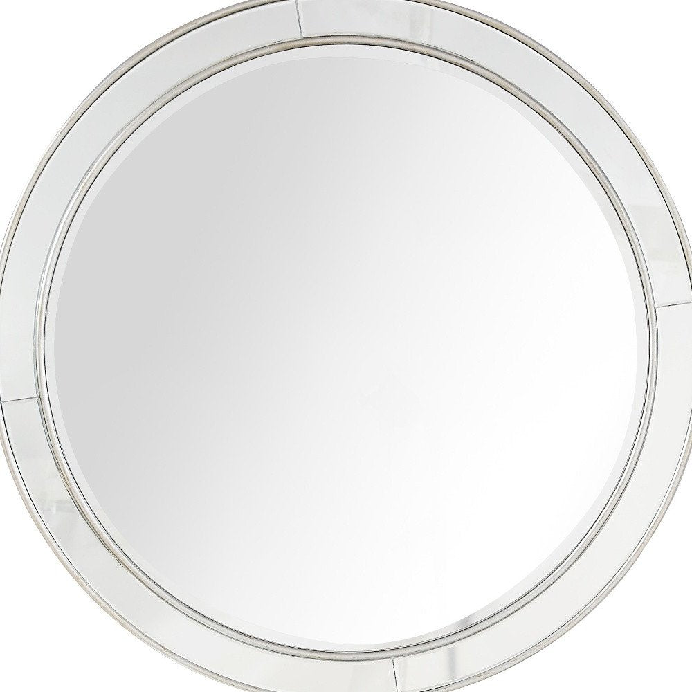 36" Silver Round Framed Accent Mirror