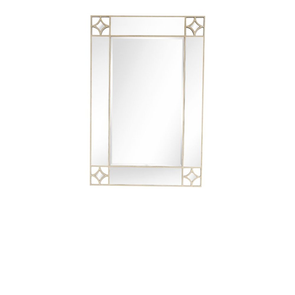 46" Champagne Steel Ornate Framed Accent Mirror