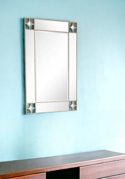46" Champagne Steel Ornate Framed Accent Mirror