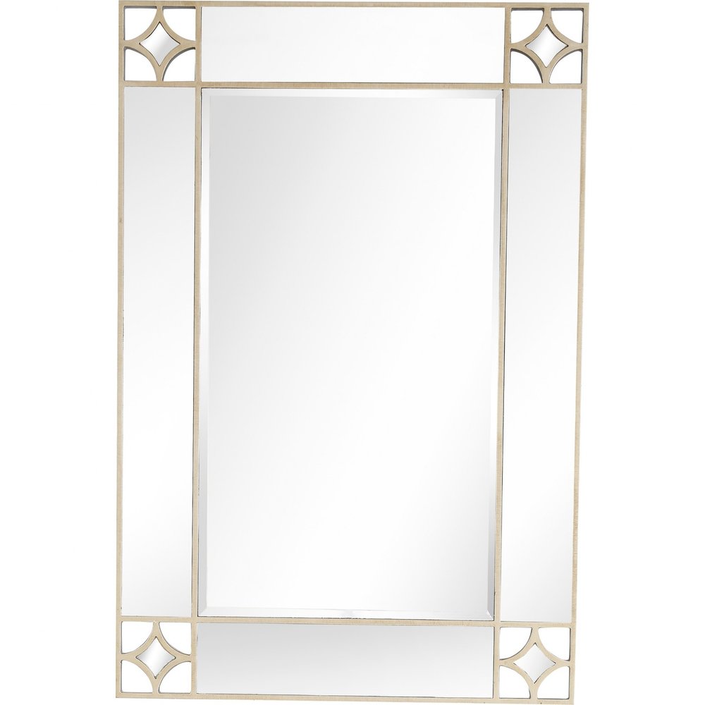 46" Champagne Steel Ornate Framed Accent Mirror