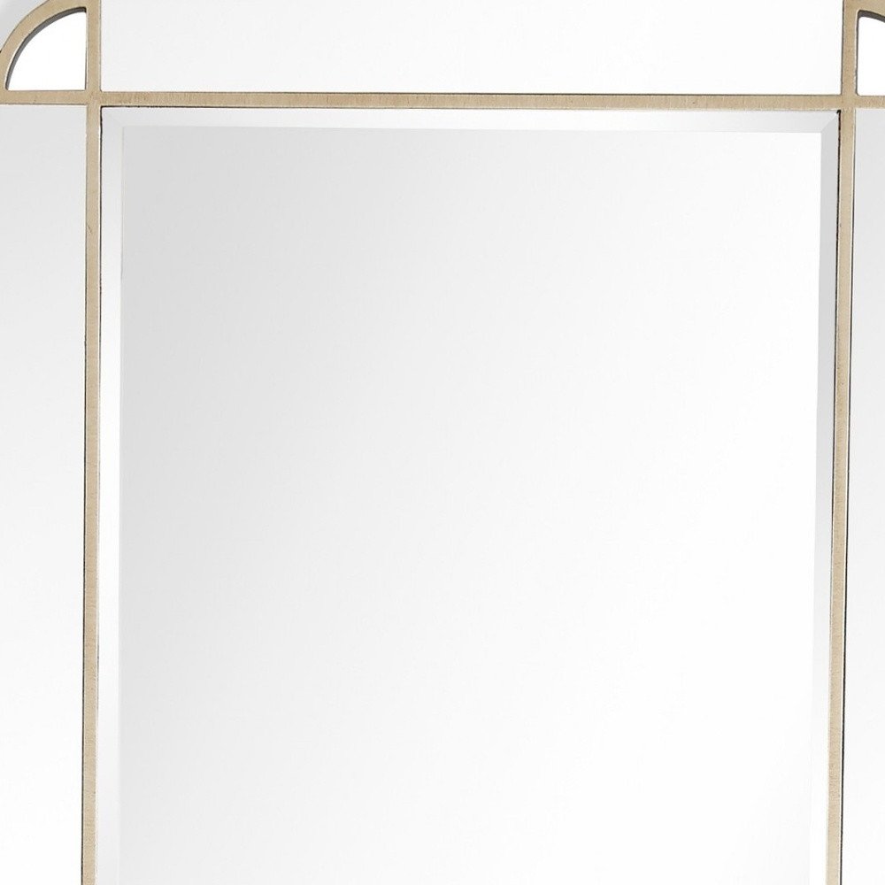 46" Champagne Steel Ornate Framed Accent Mirror