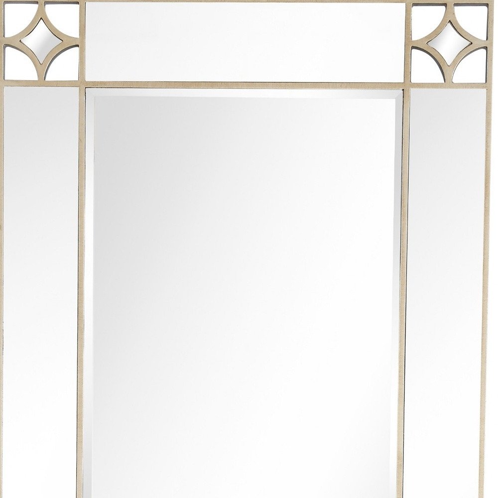 46" Champagne Steel Ornate Framed Accent Mirror