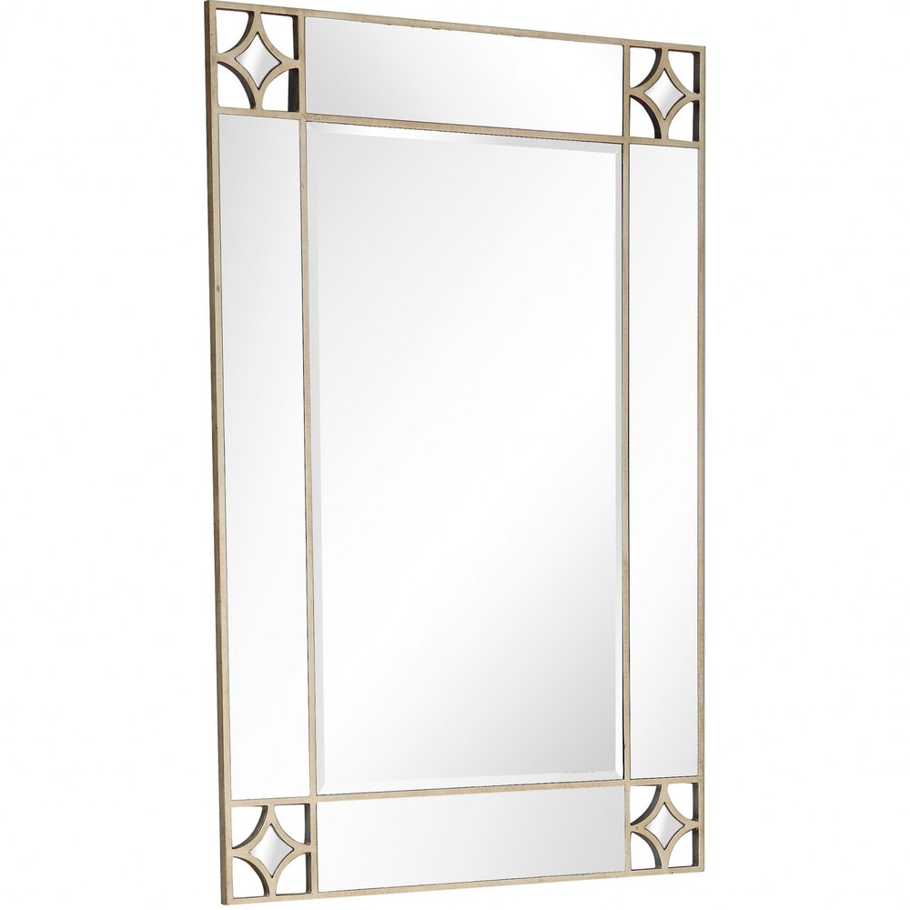46" Champagne Steel Ornate Framed Accent Mirror