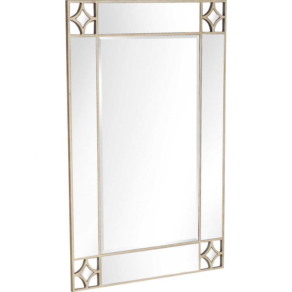 46" Champagne Steel Ornate Framed Accent Mirror