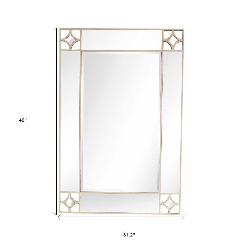 46" Champagne Steel Ornate Framed Accent Mirror