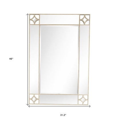 46" Champagne Steel Ornate Framed Accent Mirror