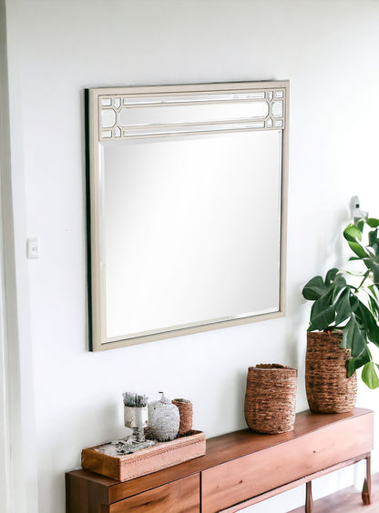 36" Champagne Square Metal Framed Accent Mirror