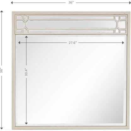 36" Champagne Square Metal Framed Accent Mirror