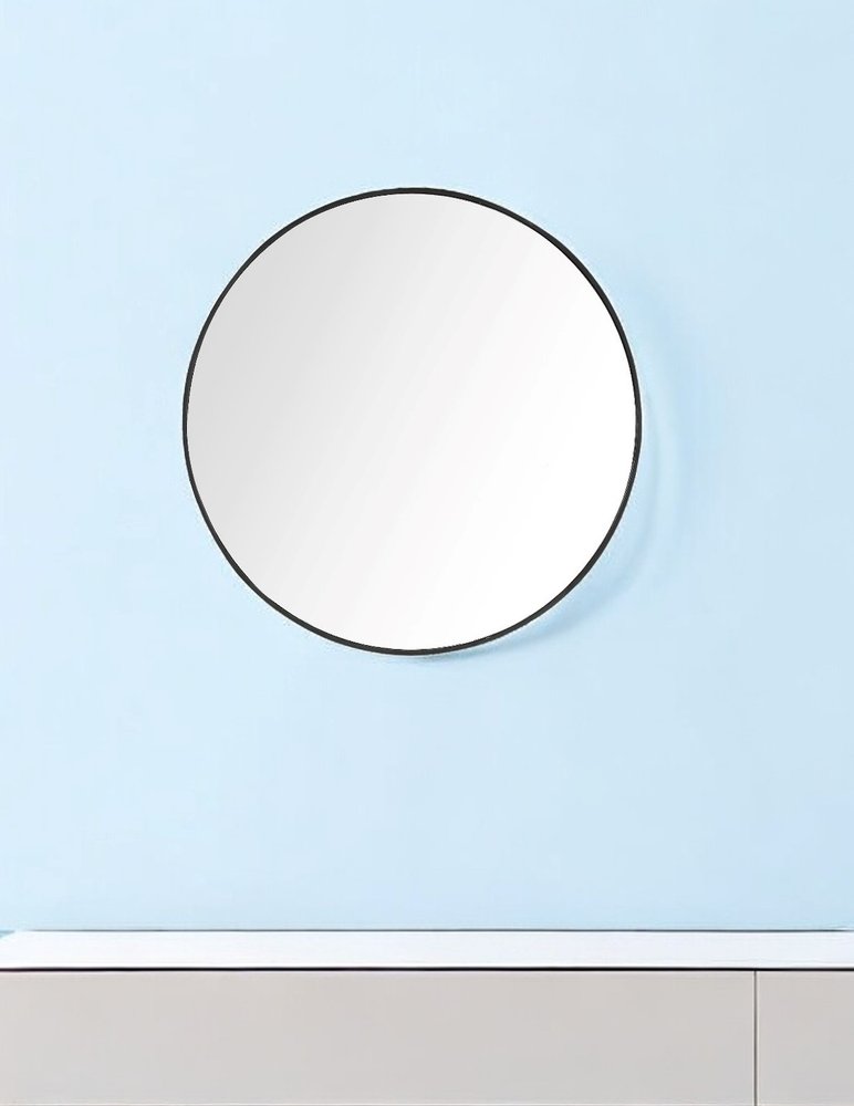 32" Black Round Framed Accent Mirror