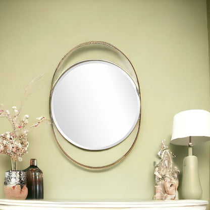 39" Gold Oval Metal Framed Accent Mirror