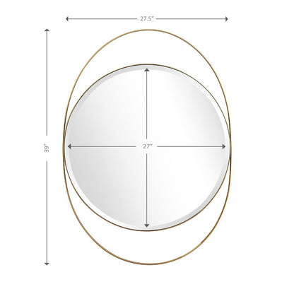 39" Gold Oval Metal Framed Accent Mirror