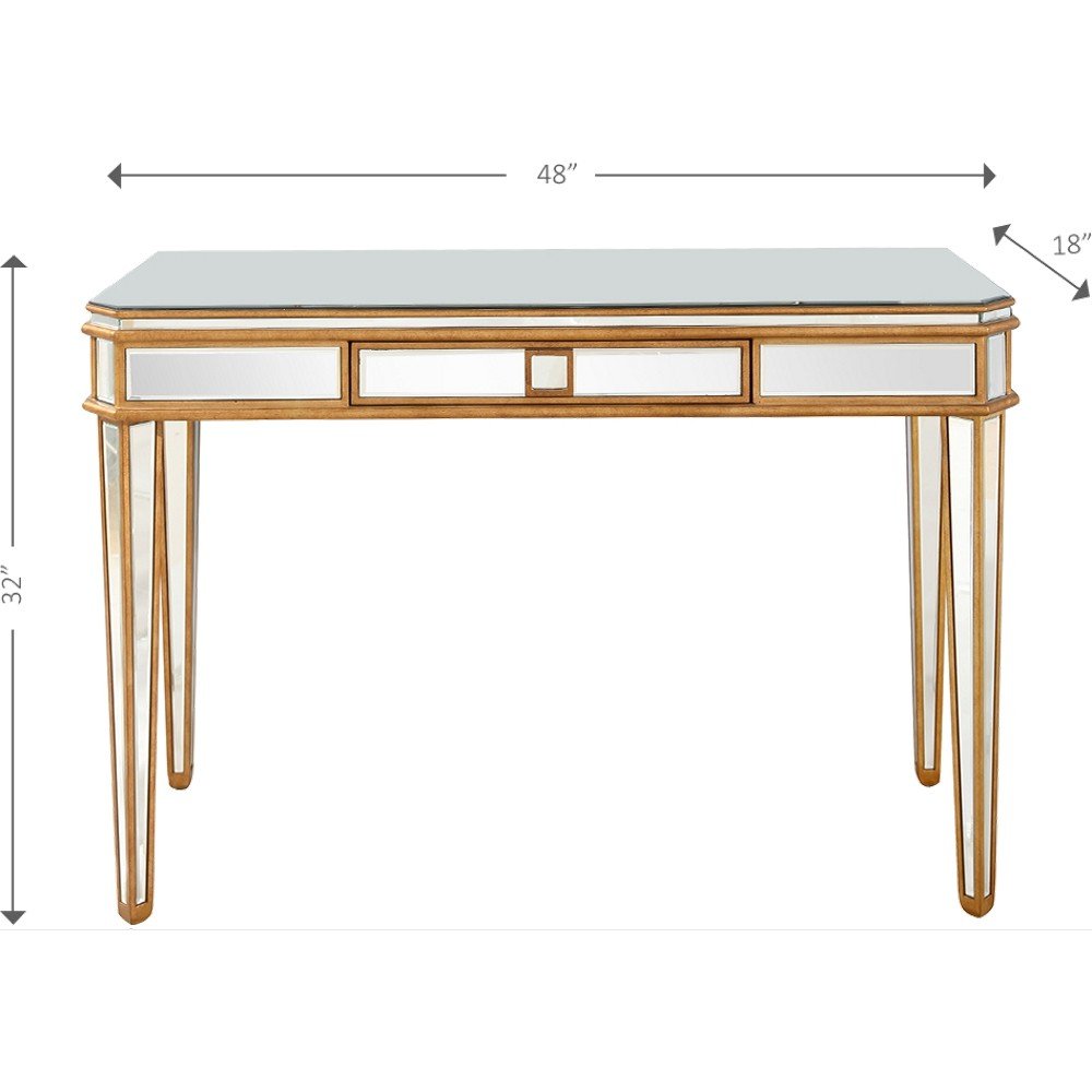 Antiqued Gold Finish Console Table