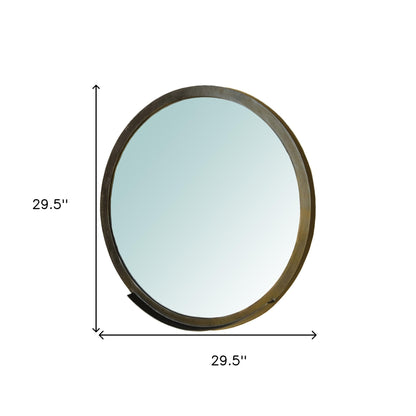 30" Gold Round Framed Accent Mirror