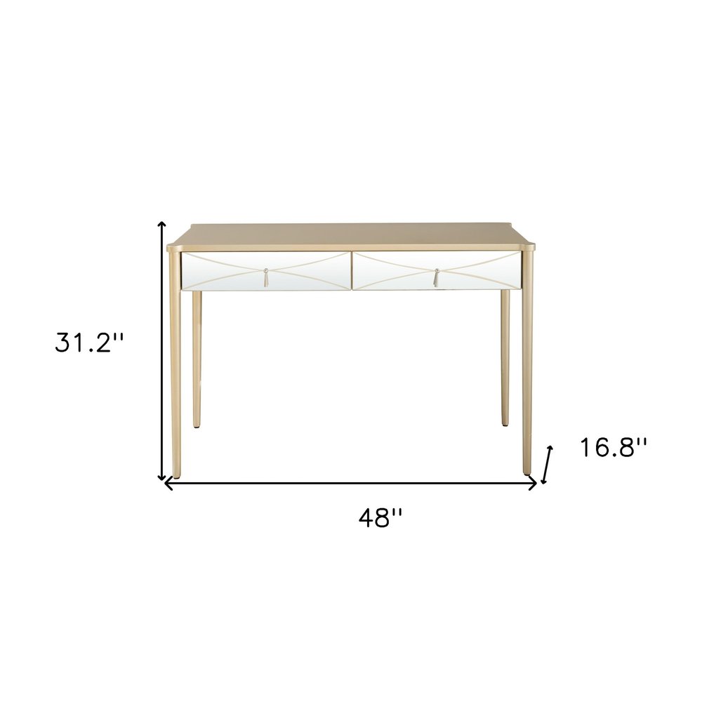 48" Champagne Mirrored Glass Console Table
