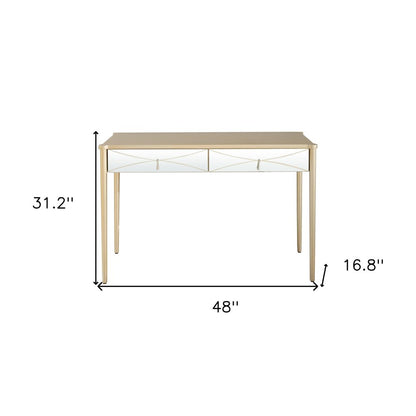 48" Champagne Mirrored Glass Console Table