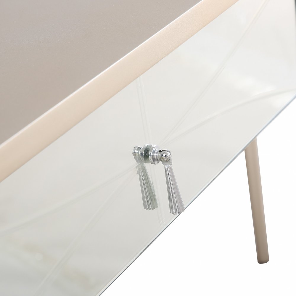 48" Champagne Mirrored Glass Console Table