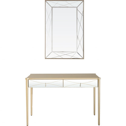 48" Champagne Mirrored Glass Console Table