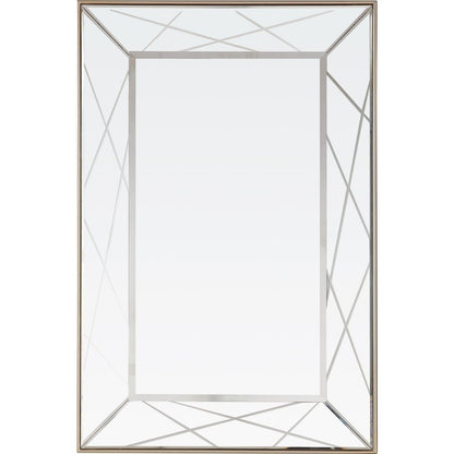 48" Champagne And Silver Mirrored Solid Wood And Glass Console Table With Two Drawers