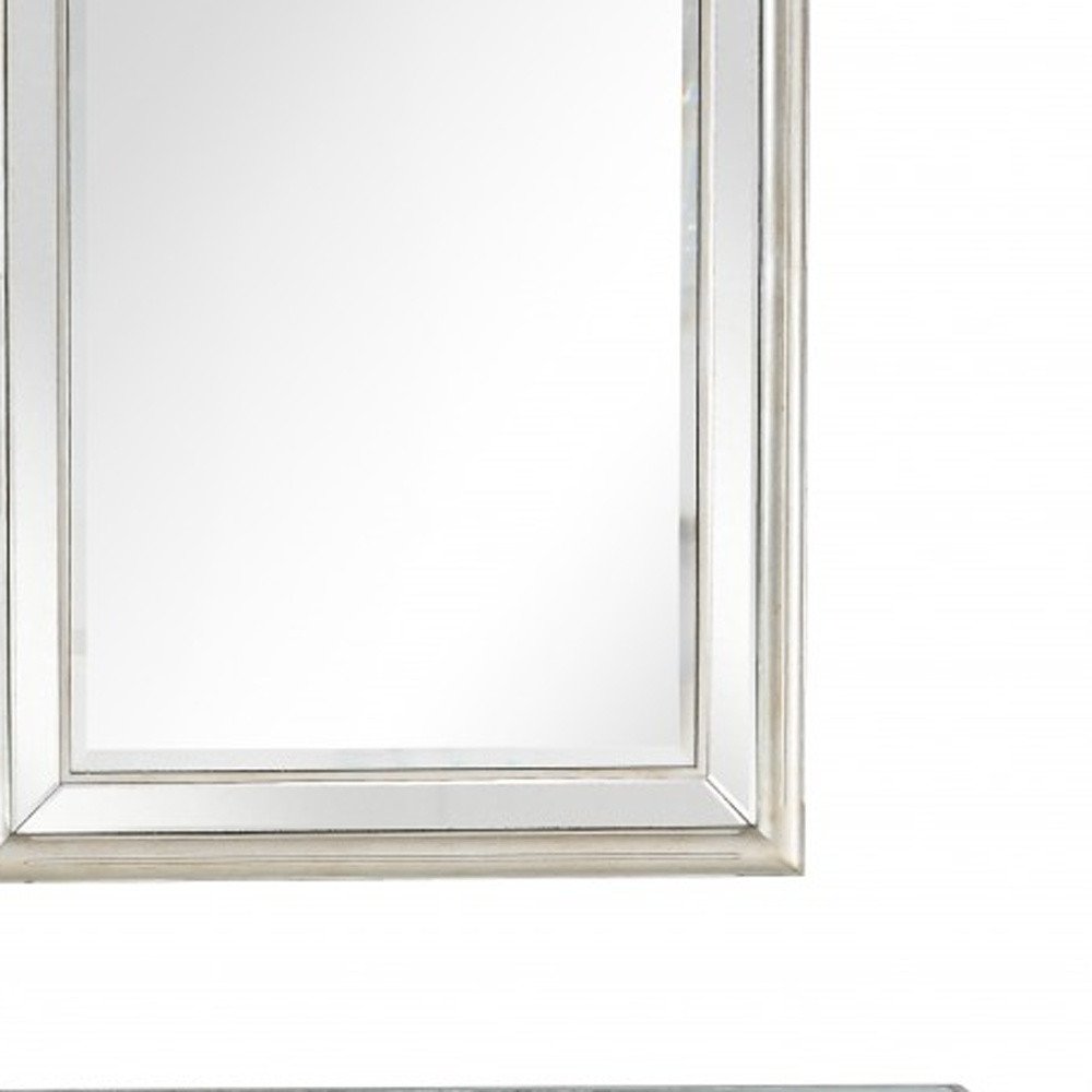 48" Silver Mirrored Glass Console Table With Drawer